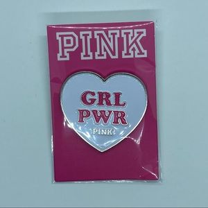 NWT Victoria’s Secret PINK “GRL PWR” 1.5” heart enamel pin